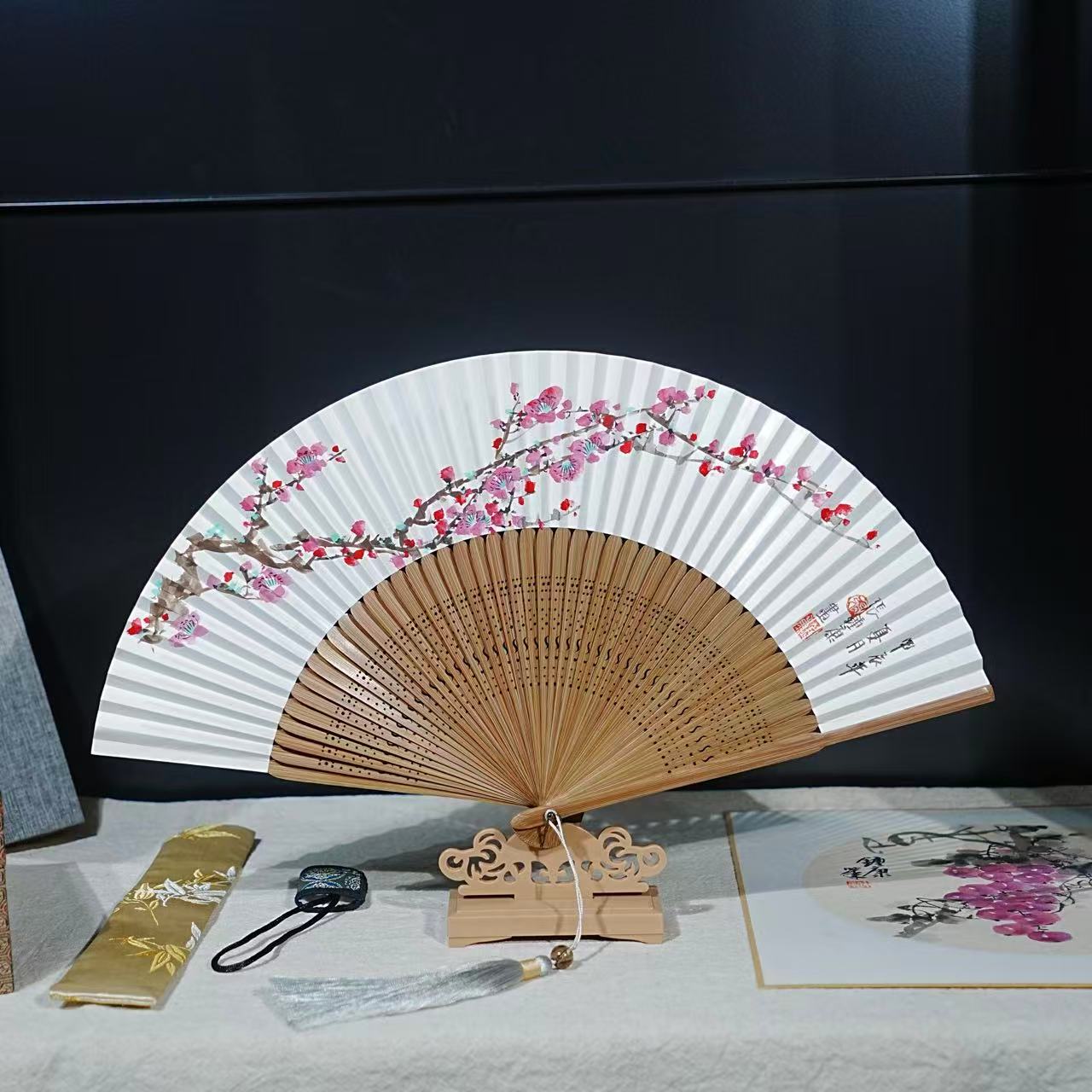 Chinese Ink and Wash Painting Bamboo Folding Fan