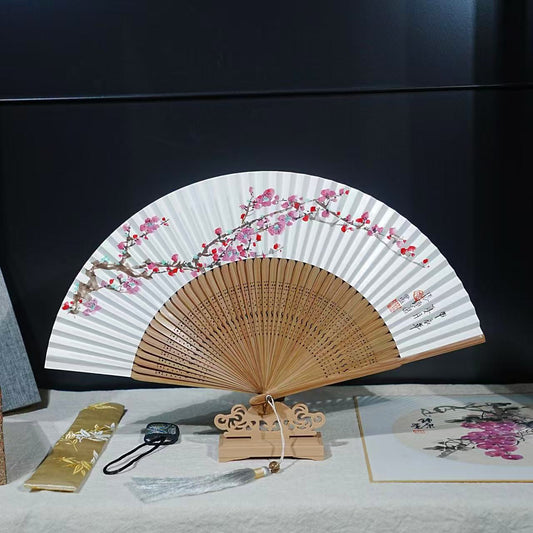 Chinese Ink and Wash Painting Bamboo Folding Fan
