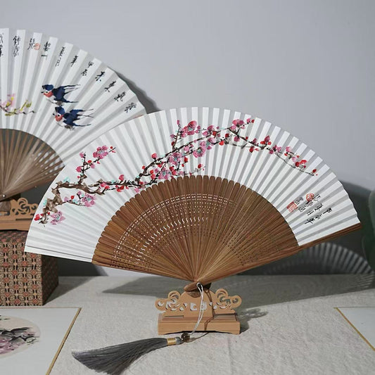 Chinese Ink and Wash Painting Bamboo Folding Fan